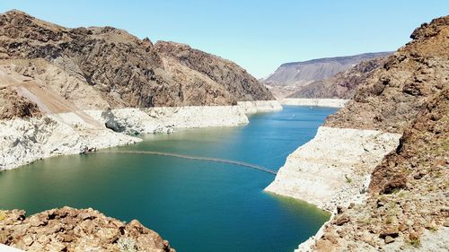 Scenic view of mountains against clear sky