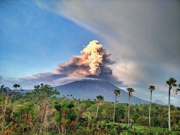 Scenic view of volcanic landscape against sky