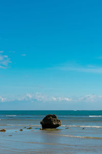 Scenic view of a rock and sea against sky