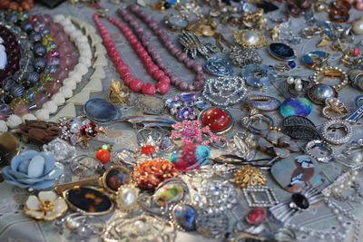 High angle view of candies on table