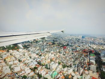 High angle view of townscape against sky