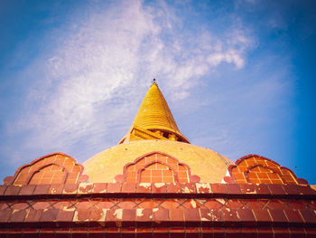 Low angle view of temple building against sky