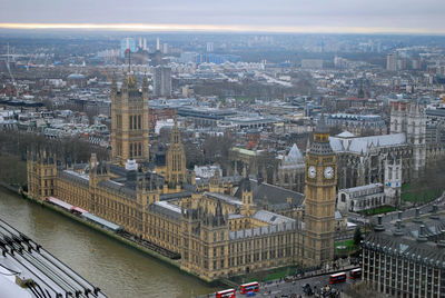 High angle view of buildings in city