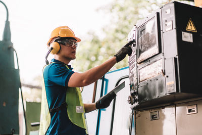 Engineer working at factory