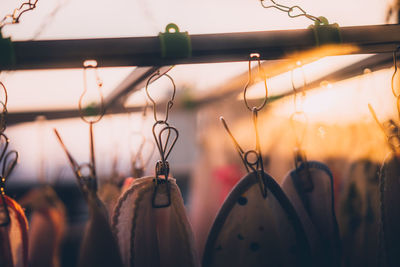 Close-up of laundry hanging outdoors