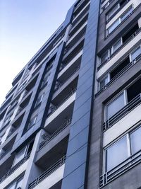 Low angle view of modern building against clear sky