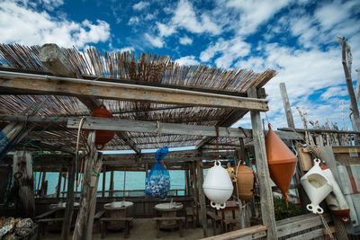 Low angle view of built structure against blue sky