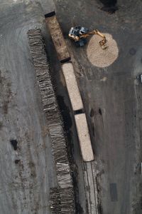 High angle view of man working at construction site