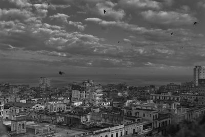 High angle view of buildings in city