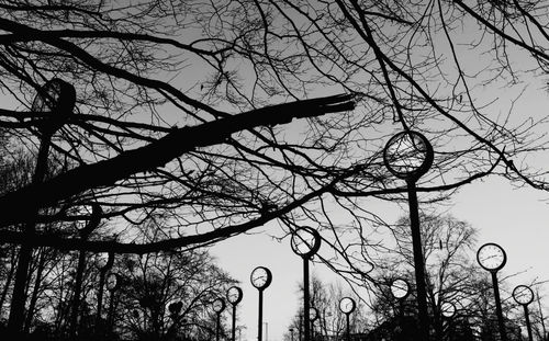 Low angle view of silhouette bare tree against sky