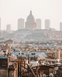 High angle view of buildings in city