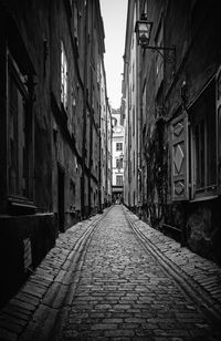 Narrow alley along buildings