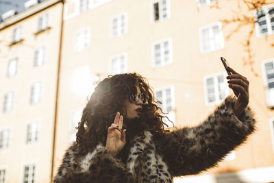 Woman taking selfie