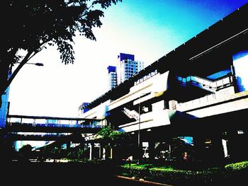 Low angle view of built structure against blue sky