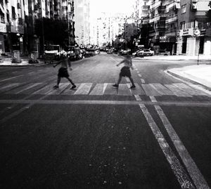 People walking on city street