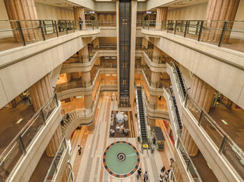 High angle view of escalator in building