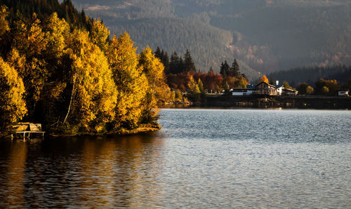 Scenic view of lake during autumn