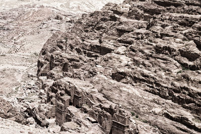 High angle view of rock formation on land