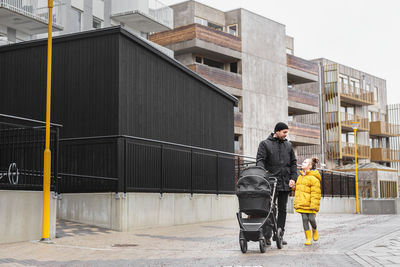 Father and daughter on walk