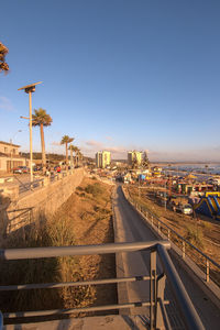 Railroad tracks against clear sky