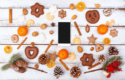 Close-up of cookies on table