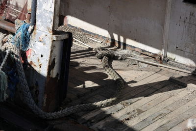 High angle view of garbage on wall