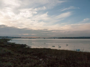 Scenic view of sea against sky during sunset