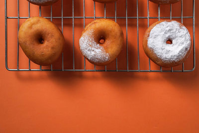 Directly above shot of donut on table