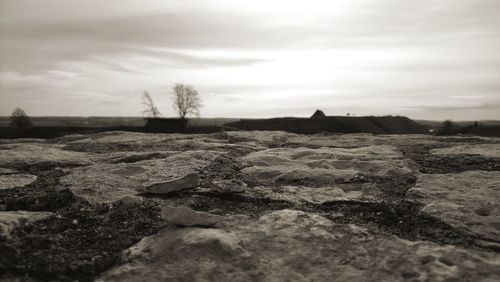 Surface level of land against sky