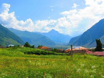 Scenic view of mountains against sky