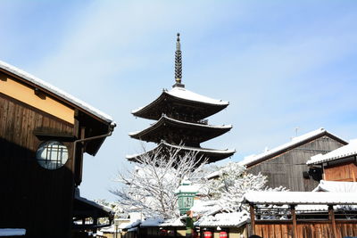 Low angle view of traditional building against sky