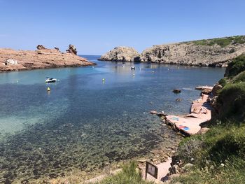 Scenic view of sea against clear sky