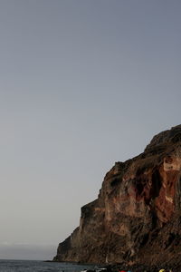 Low angle view of rock formations against clear sky