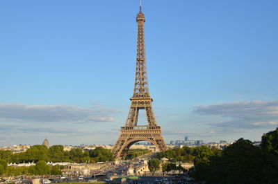 Eiffel tower against sky in paris, france.