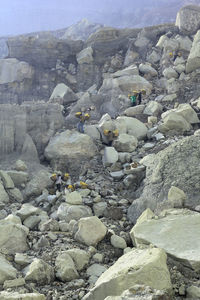 High angle view of rocks and mountains