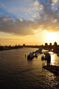 Scenic view of river against sky during sunset