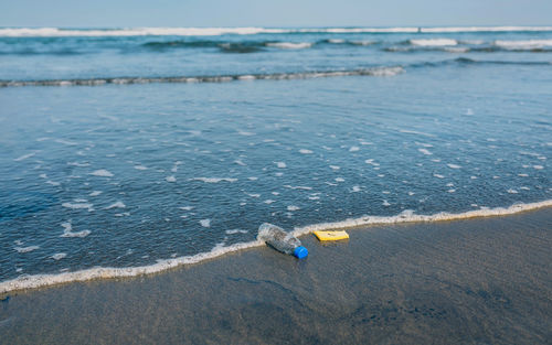 High angle view of person on beach