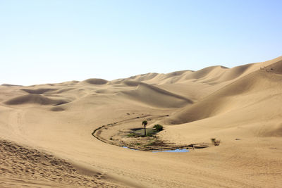 Scenic view of desert against clear sky