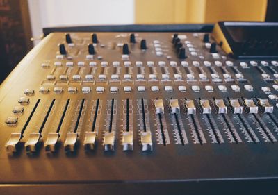 Close-up of sound recording equipment
