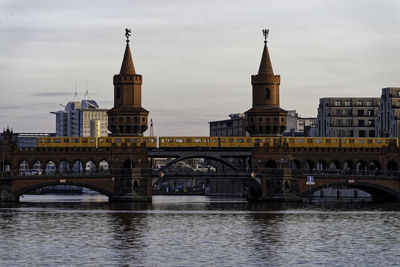 Bridge over river in city