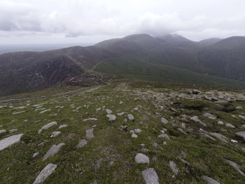 Looking north from slieve bearnagh mountain across a valley