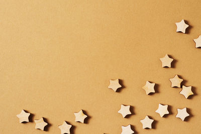 High angle view of cookies against white background