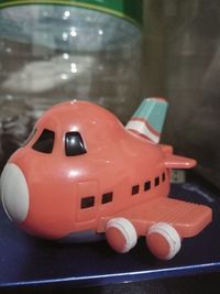 Close-up of toy car on table