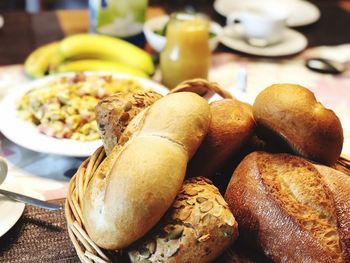 Close-up of breakfast on table