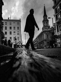 People walking on city street