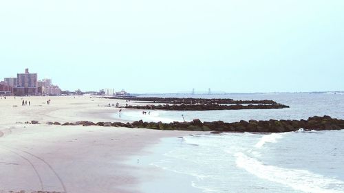 Scenic view of sea against clear sky