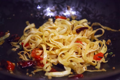 Close-up of noodles served in plate