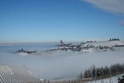 Scenic view of sea against clear sky