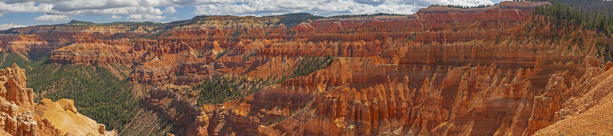 Panorama of a western canyon from the ramparts overlook in cedar breaks national monument in utah