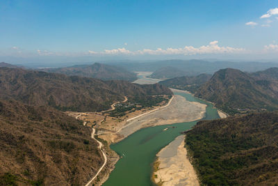 High angle view of landscape against sky